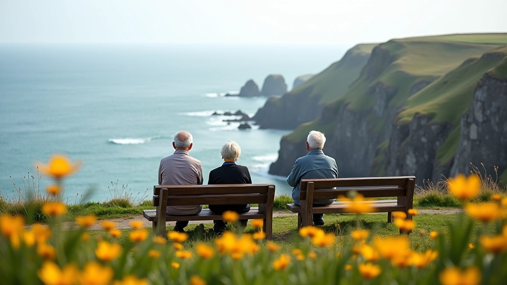 Serene cliff-top rest area with Atlantic views